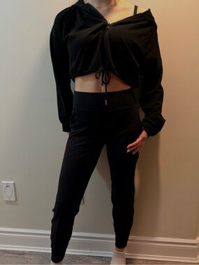 High-Waist Black Slim Jogger Pants for Women